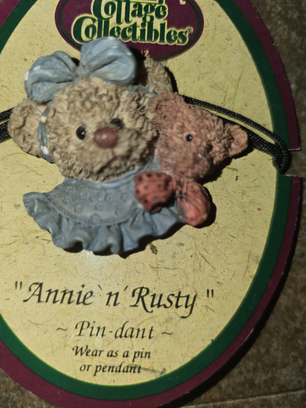 Cottage Collectibles 'Annie n' Rusty' Pin-Dant - Cream, Pink, Blue